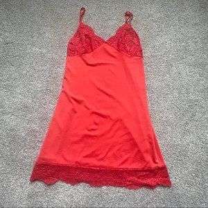 Victoria’s secret lace trim slip dress Size M Orange VINTAGE